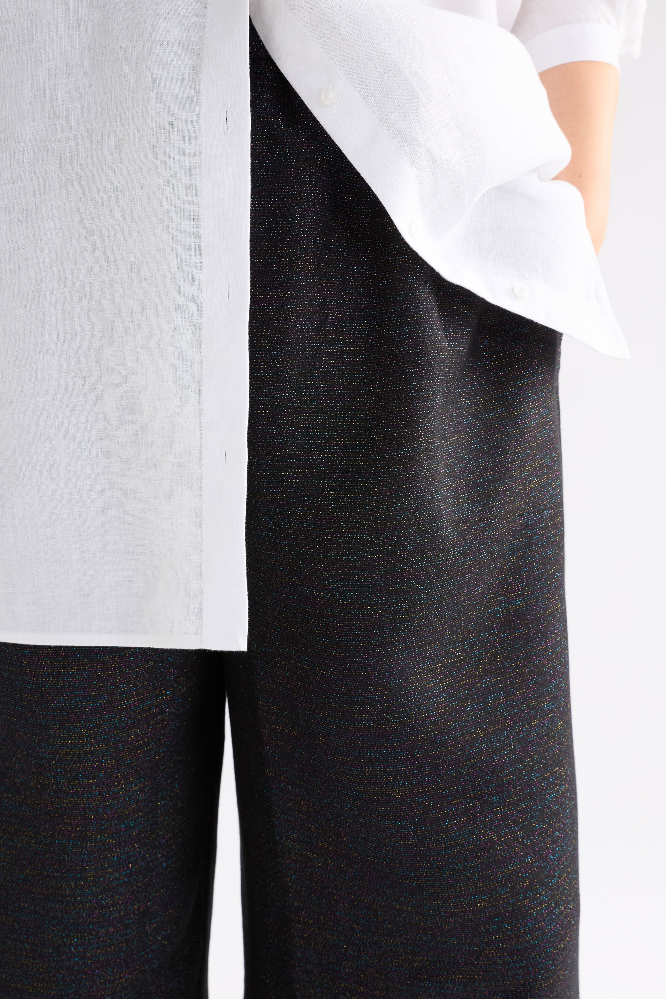 Shop The Tulle Wide Leg Black Metallic Lurex Sparkle Pant