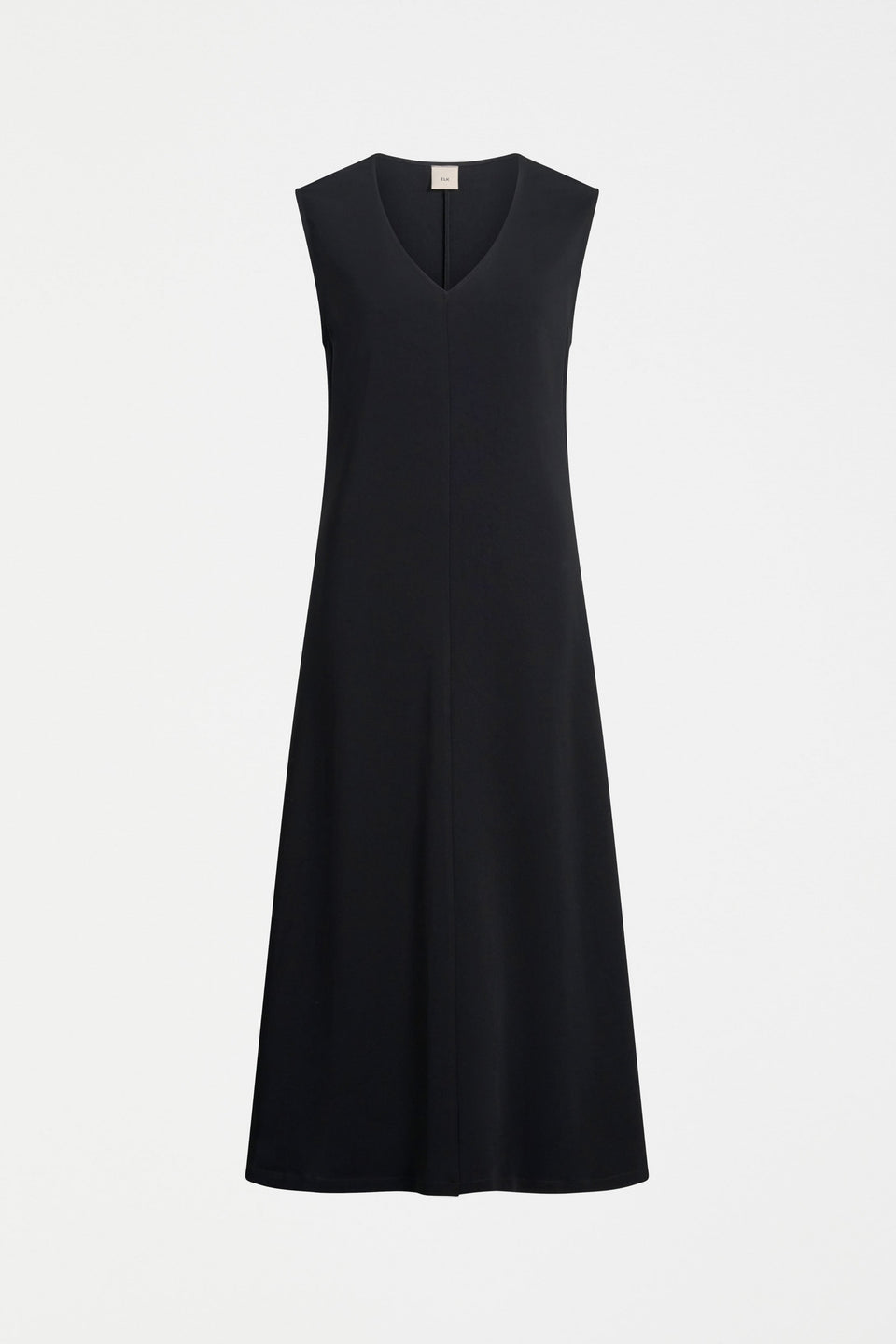 Miki Sleeveless V-neck A-line Long Midi Event Dress front | BLACK