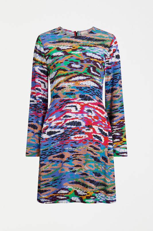 Solina Snake Print Long Sleeved Short Dress with Shirred Back Detail Front | SERP PRINT