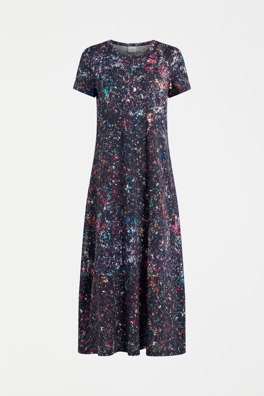 Haki Long Organic Cotton Jersey Print Tshirt Dress Front | TOLA PRINT