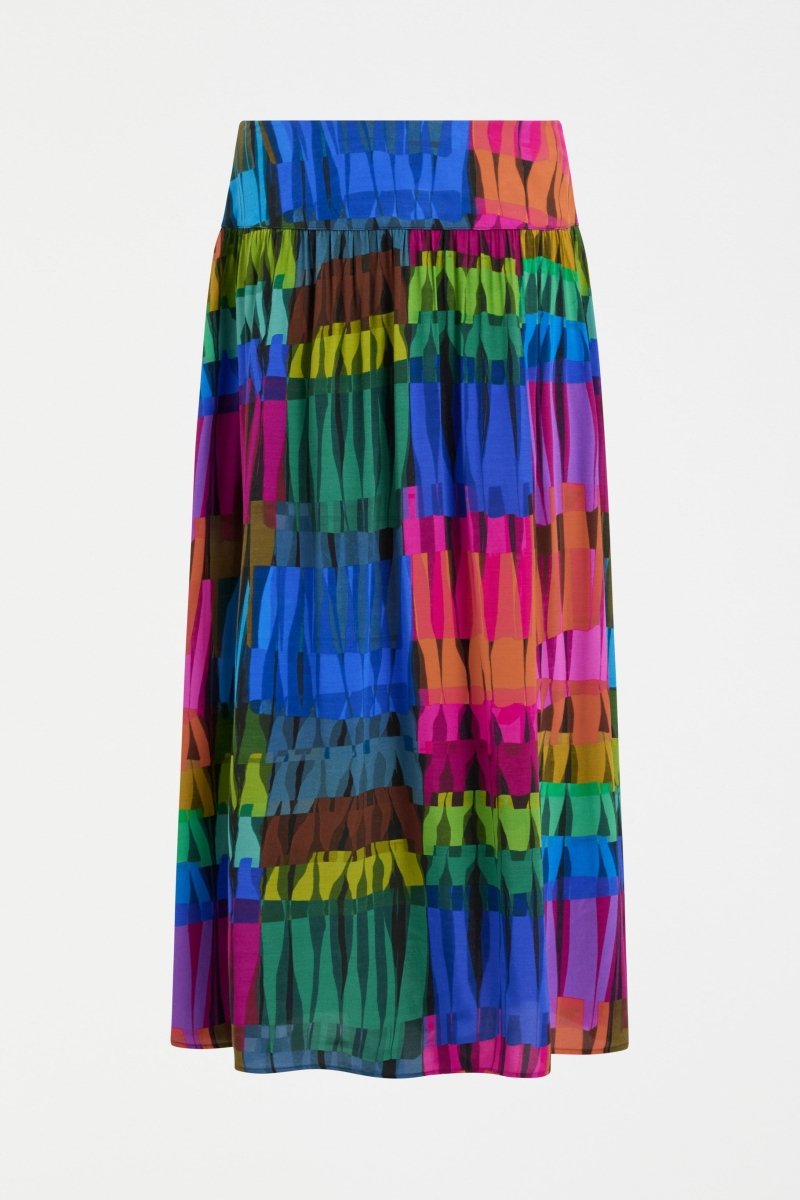 Shop The Multi Coloured Print Wide Waist Band Midi Skirt | ELK AU