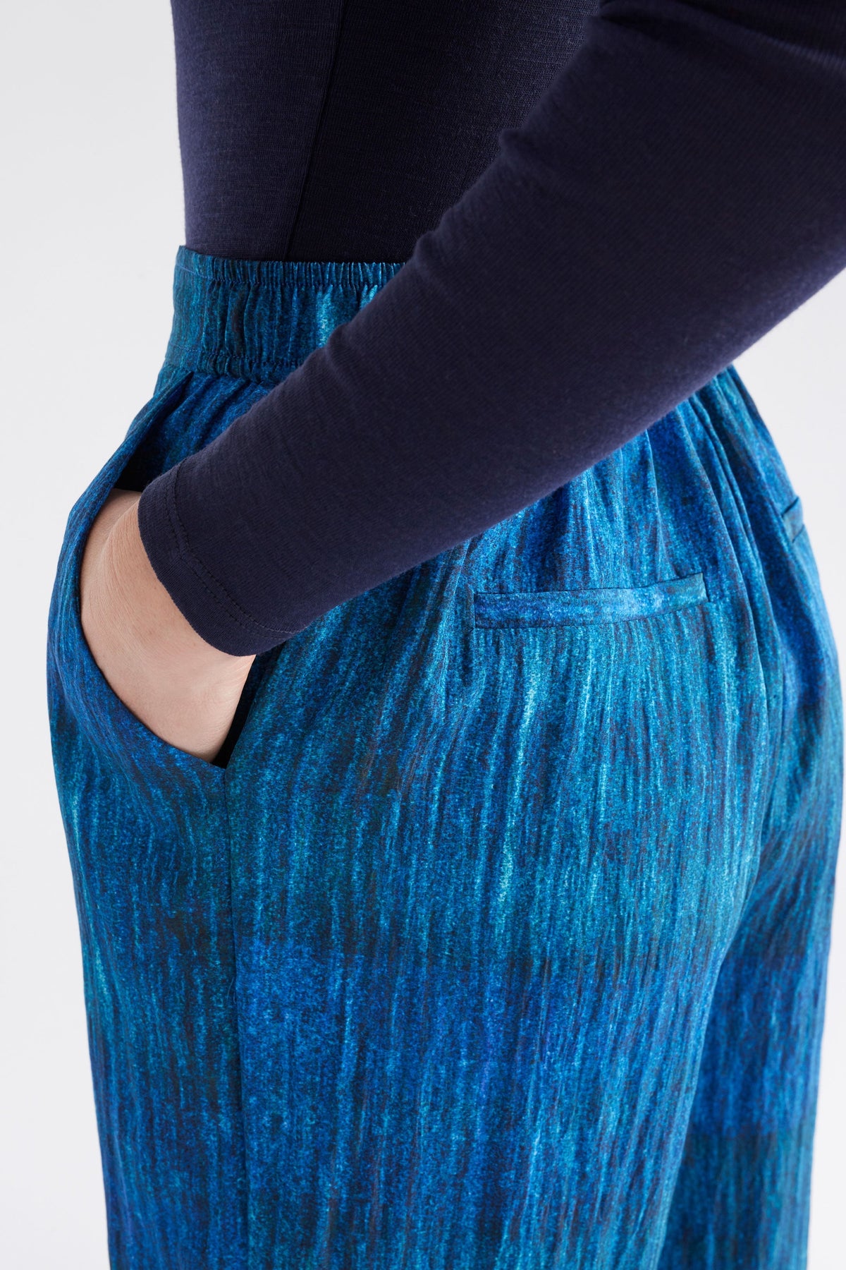 Vaalli Pant on Model close up waist band detail | MIKKO PRINT