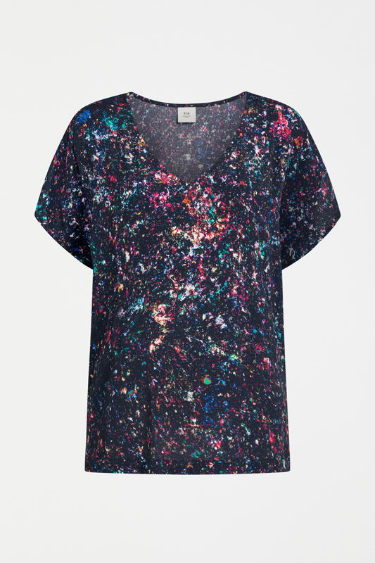 Solina V Neck Tulip Sleeve Short Sleeve Print Top Front | TOLA PRINT