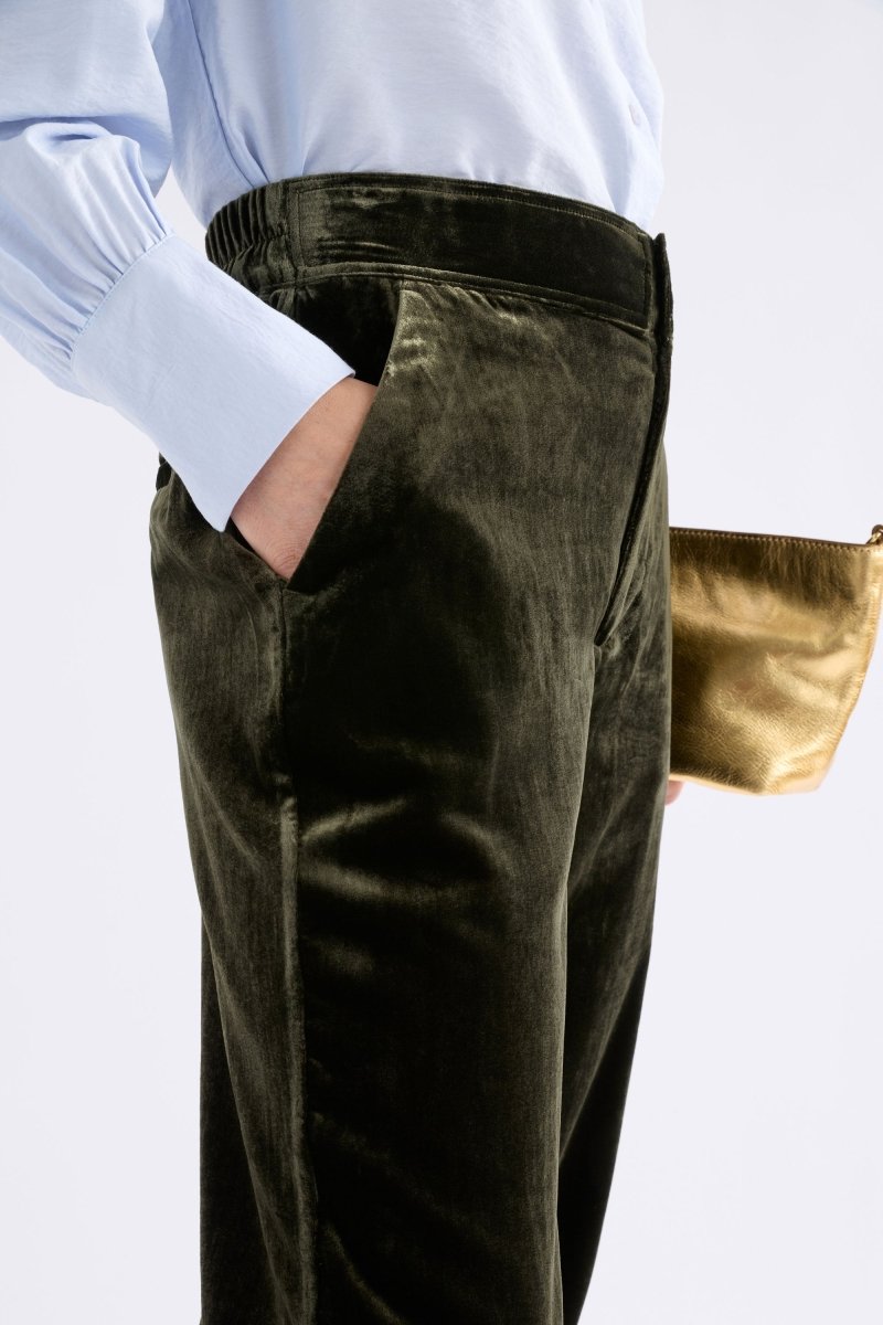 Shop The Suuri Flat-Front Tapered-Leg Velvet Pant | ELK AU