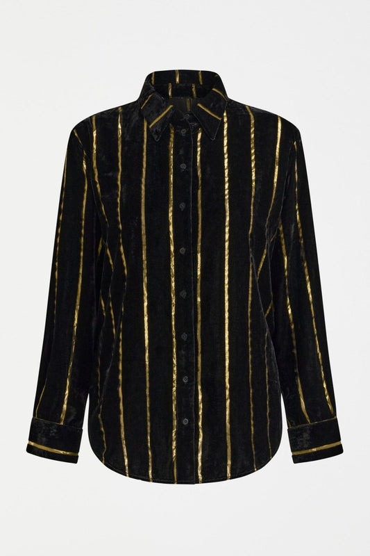 Lumii Velvet Shirt Tops - ELK | BLACK GOLD STRIPE