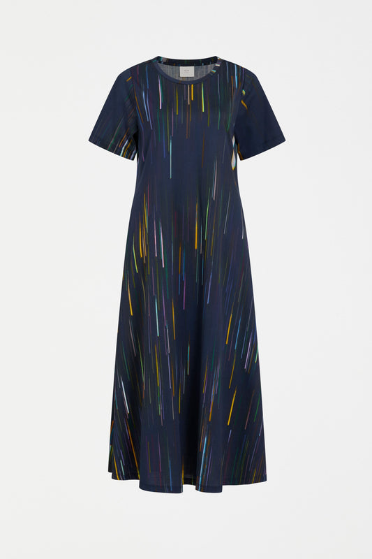 Mekko Short Sleeve Midi Navy Print T-Shirt Dress Front | ALINEA PRINT