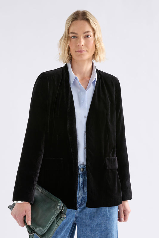 Velvet Soft Blazer Jacket Black Jackets - ELK | BLACK
