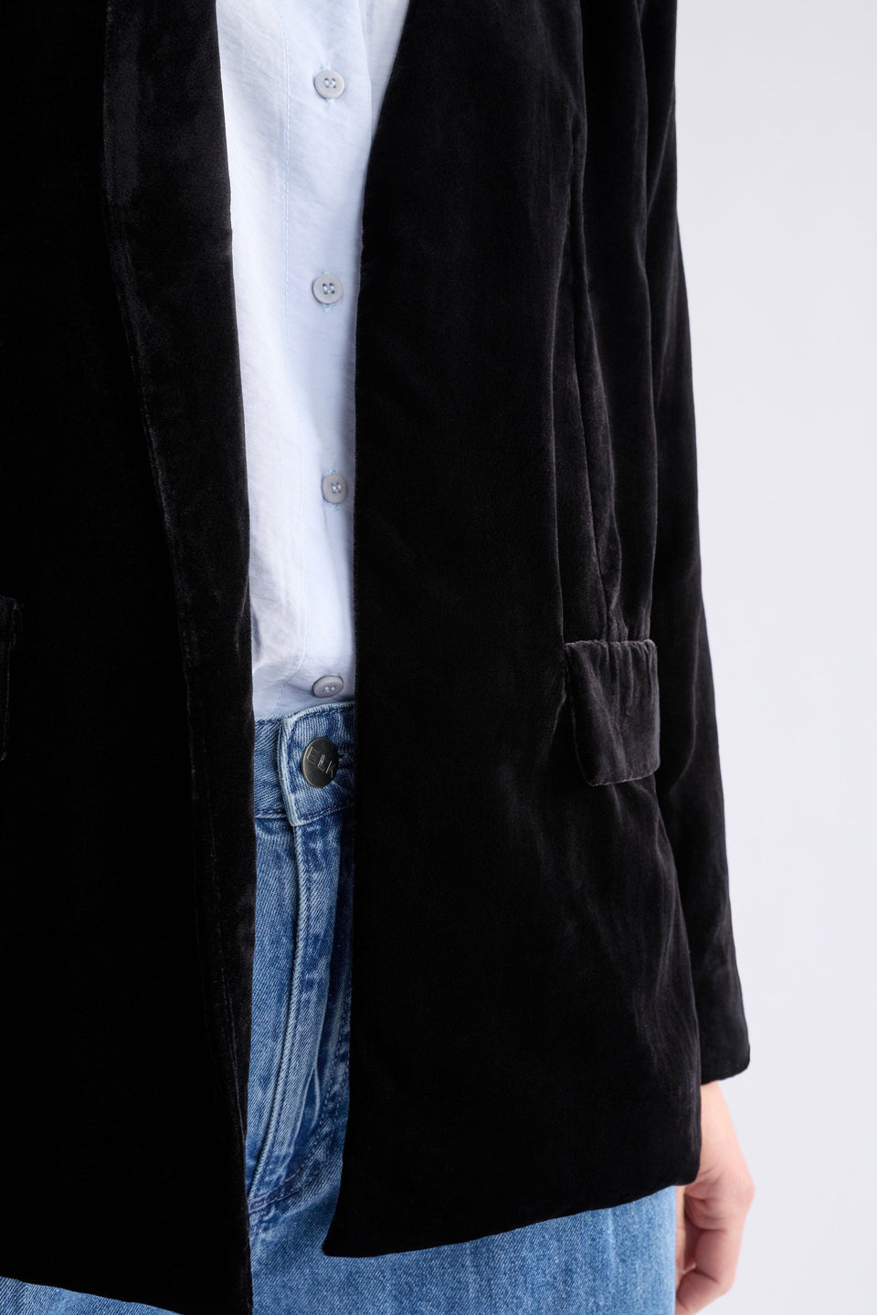 Velvet Soft Blazer Jacket Black Jackets - ELK | BLACK