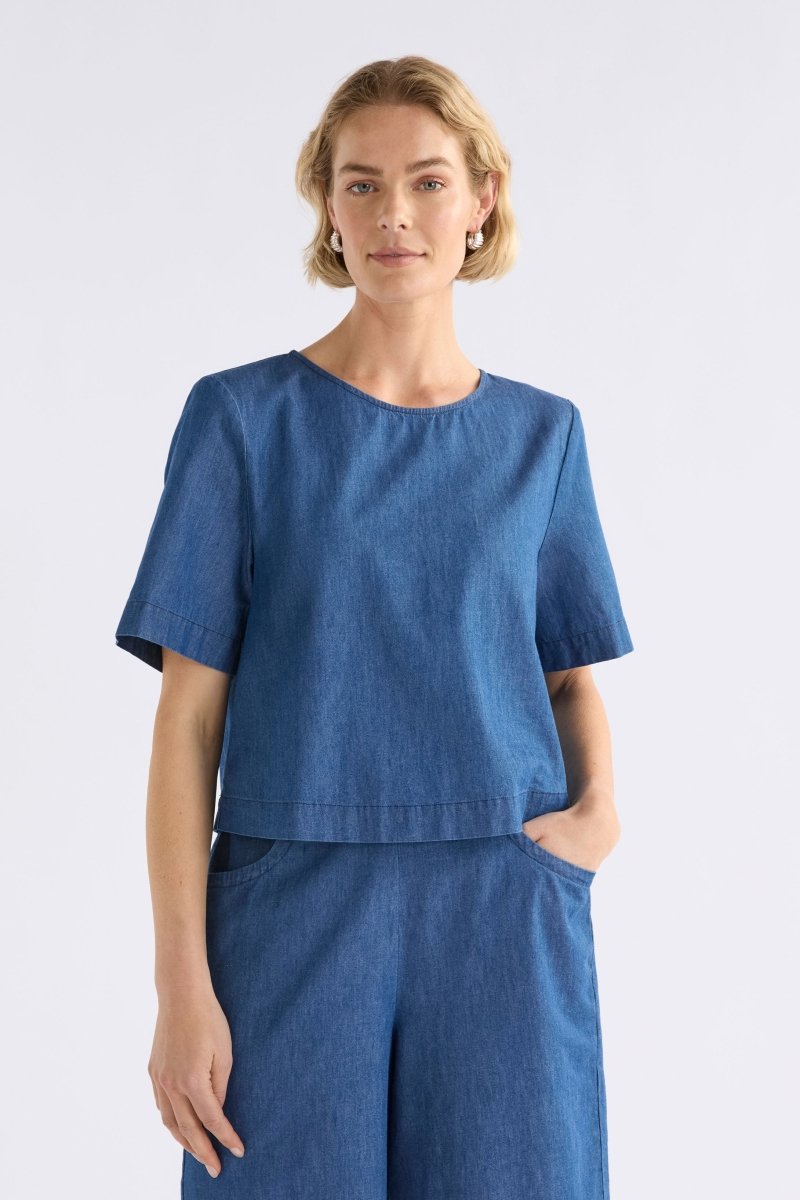 Denim Honnor Top Tops - ELK | MID BLUE DENIM