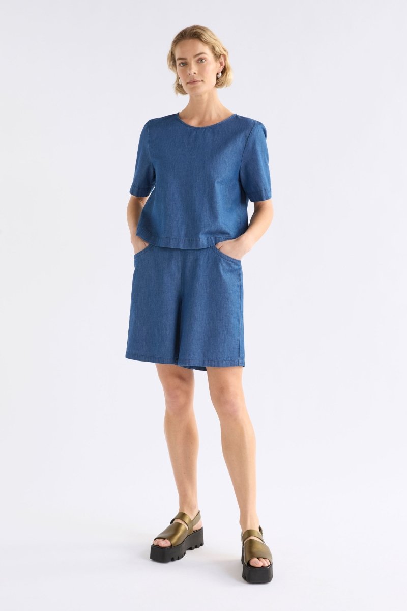 Denim Honnor Top Tops - ELK | MID BLUE DENIM
