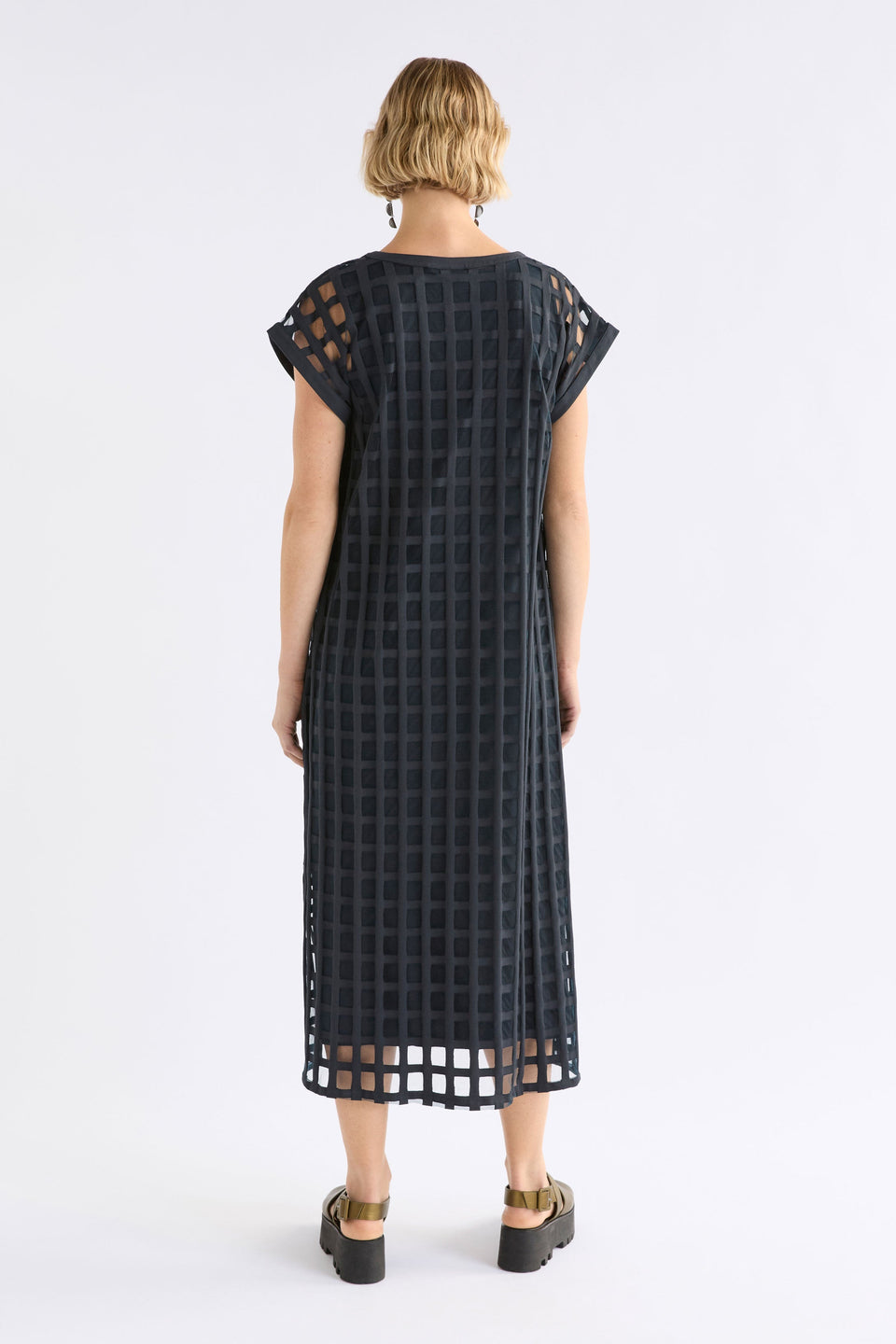 Grid Burnout Midi Dress Dresses - ELK | SPACE BLUE