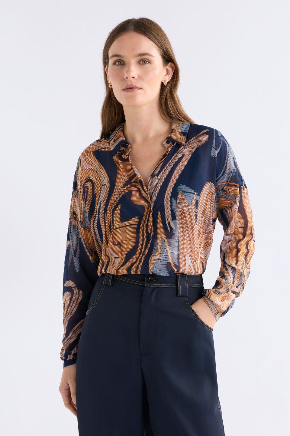 Eir Sheer Shirt Brandr Print Tops - ELK | BRANDR PRINT