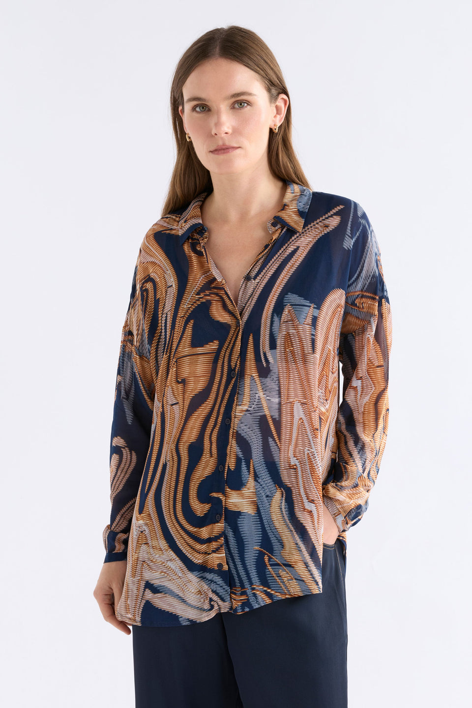 Eir Sheer Shirt Brandr Print Tops - ELK | BRANDR PRINT