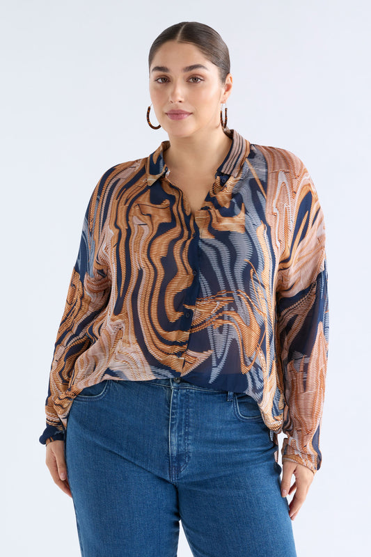 Eir Sheer Shirt Brandr Print Tops - ELK | BRANDR PRINT