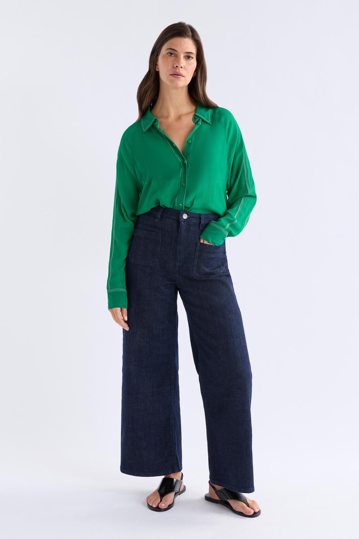Alema Shirt Green Tops - ELK | LEAF GREEN