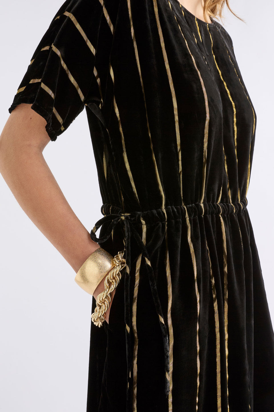 Lumii Velvet Dress Dresses - ELK | BLACK GOLD STRIPE