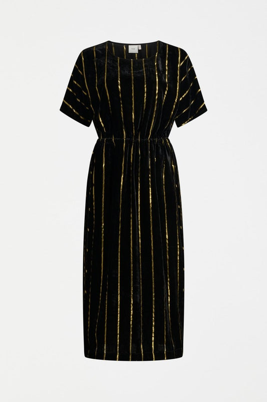 Lumii Velvet Dress Dresses - ELK | BLACK GOLD STRIPE
