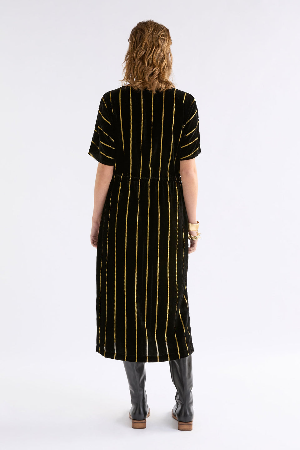 Lumii Velvet Dress Dresses - ELK | BLACK GOLD STRIPE