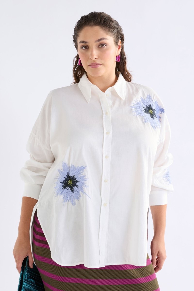 Eiren Relaxed Shirt Tops - ELK | WHITE LILAC BLUE