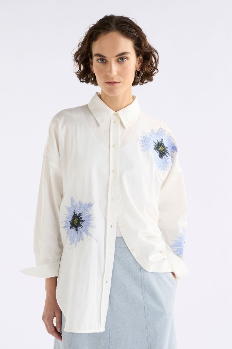 Eiren Relaxed Shirt Tops - ELK | WHITE LILAC BLUE