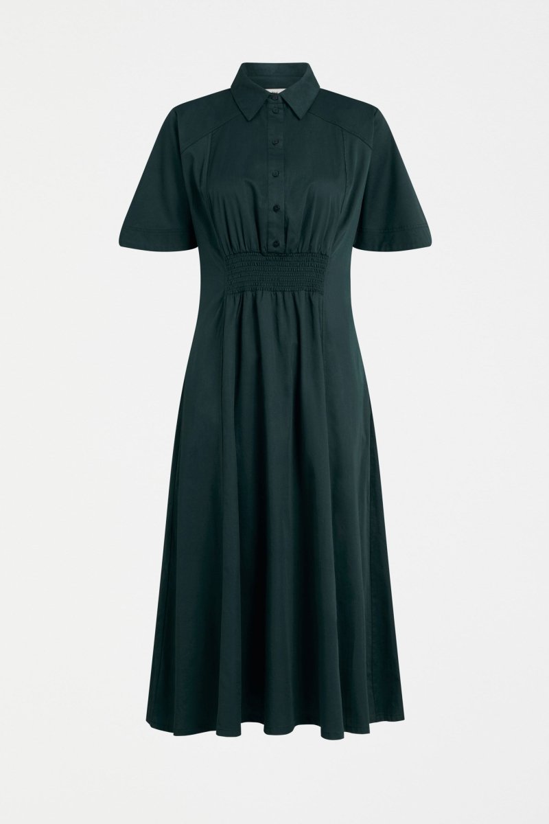 Vier Shirred Waist Dress Shirt Dress ELK | LIQUORICE