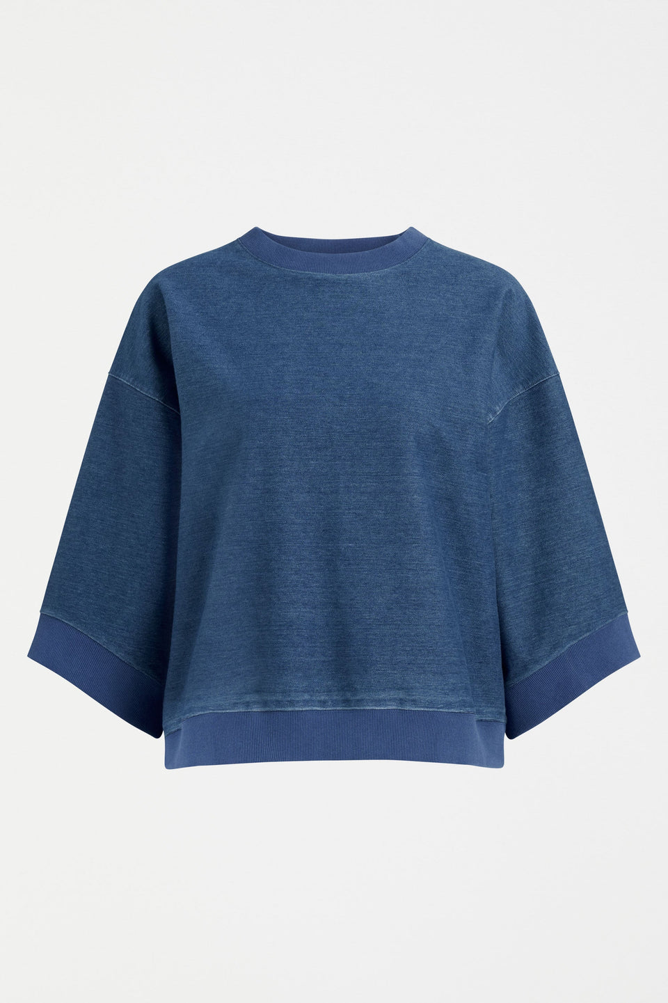 Enfeld 3/4 Sleeve French Terry Jersey Sweater | MID BLUE WASH