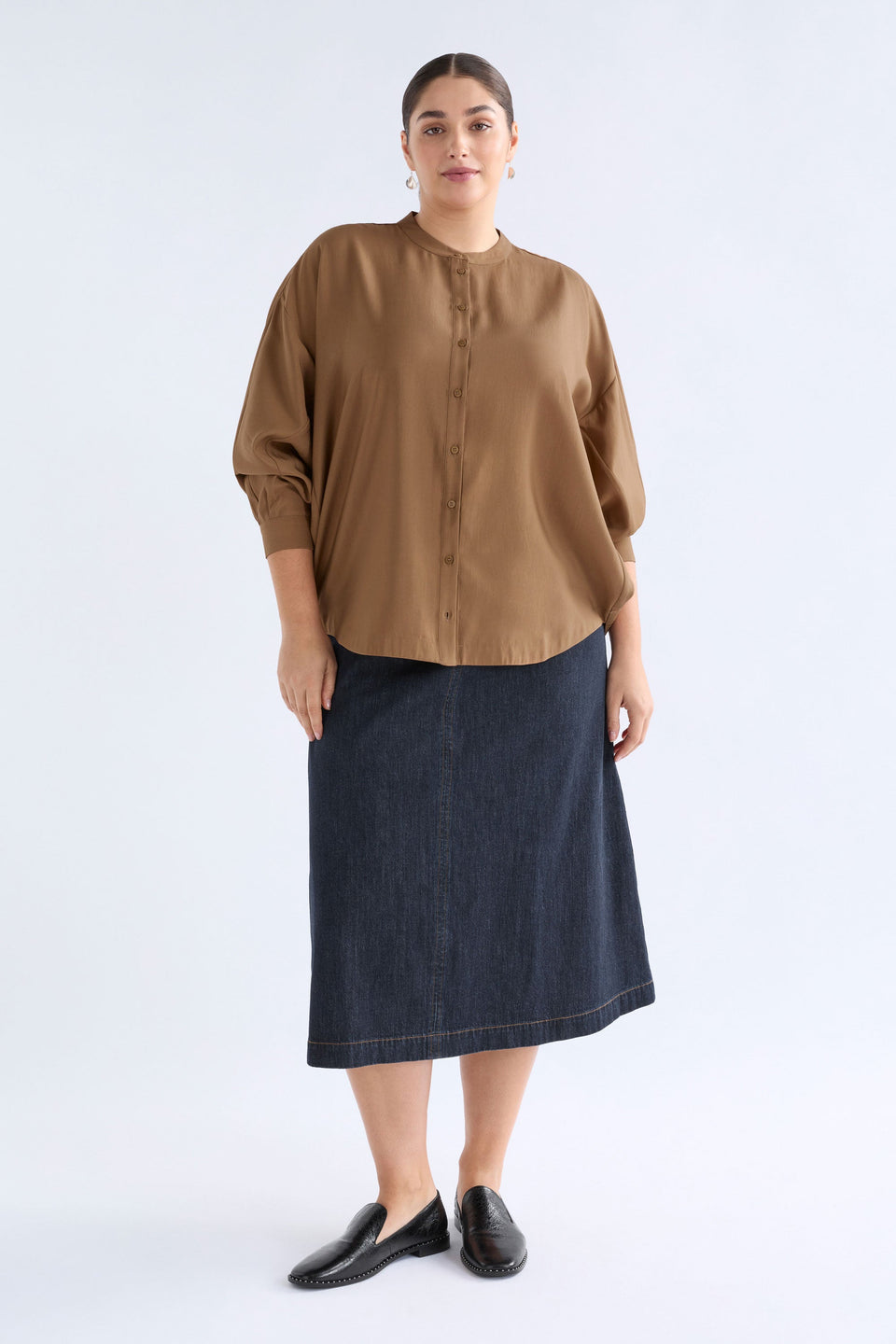 Ahren Shirt Dark Toffee Tops - ELK | DARK TOFFEE