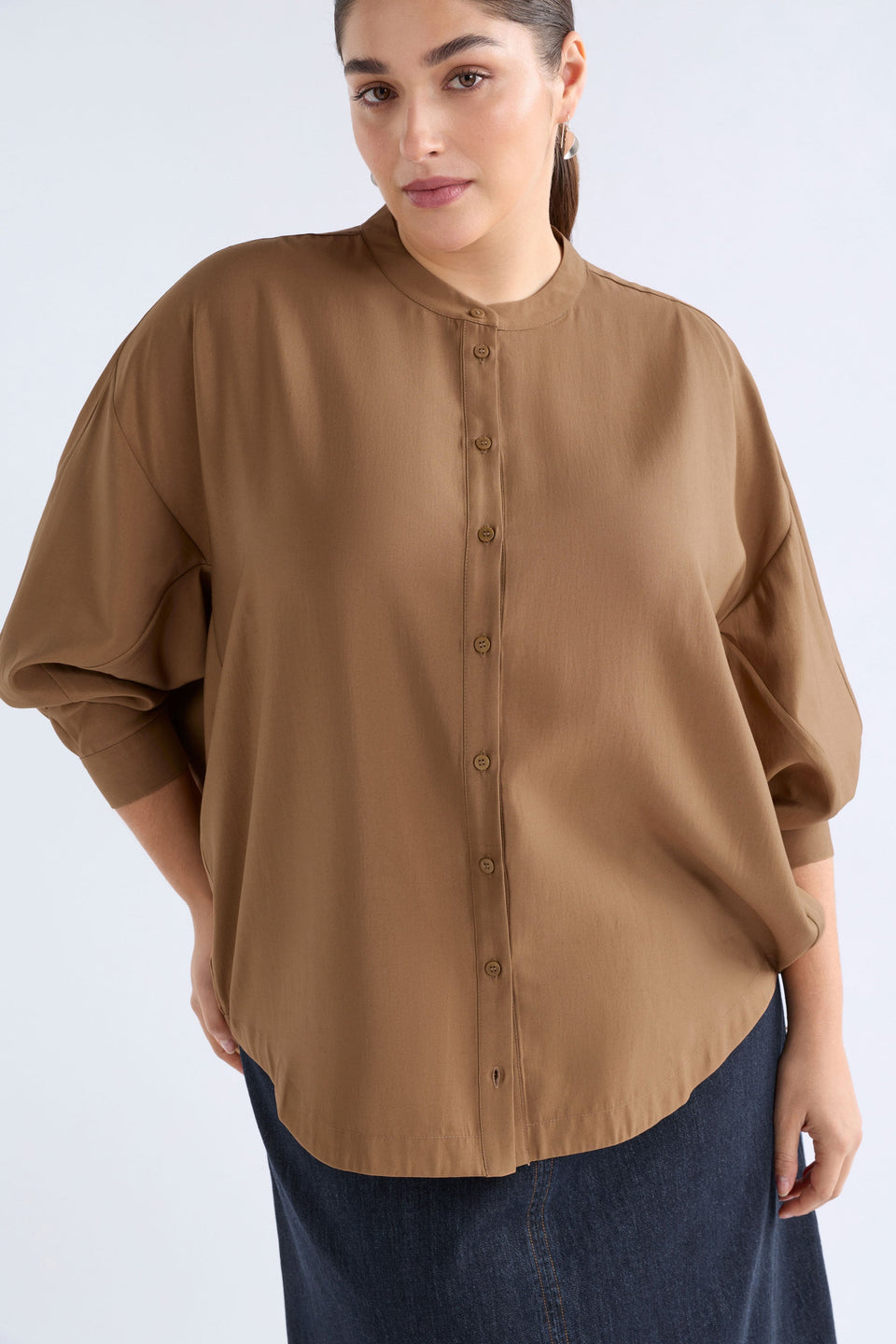 Ahren Shirt Dark Toffee Tops - ELK | DARK TOFFEE
