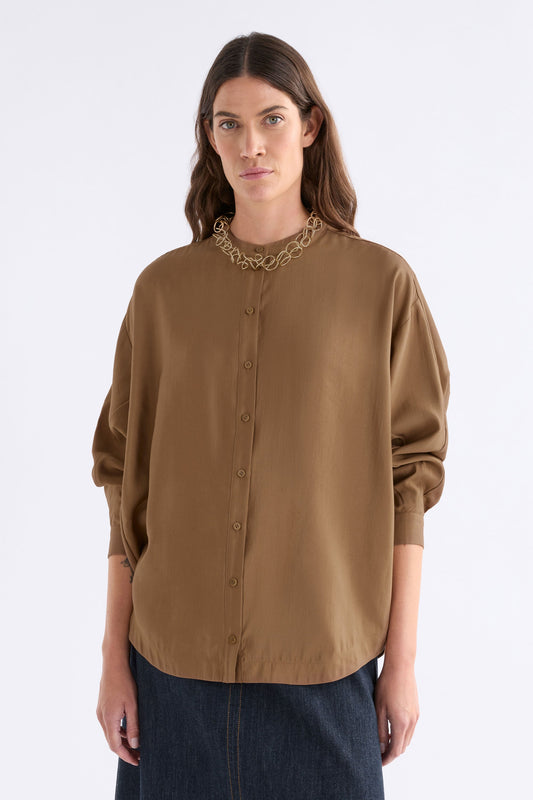 Ahren Shirt Dark Toffee Tops - ELK | DARK TOFFEE