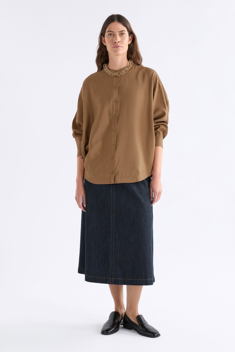 Ahren Shirt Dark Toffee Tops - ELK | DARK TOFFEE