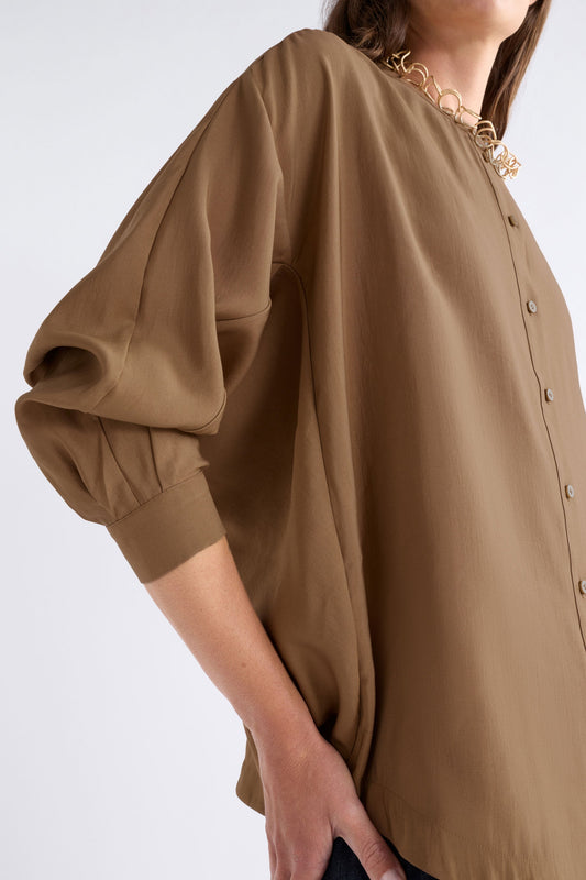 Ahren Shirt Dark Toffee Tops - ELK | DARK TOFFEE