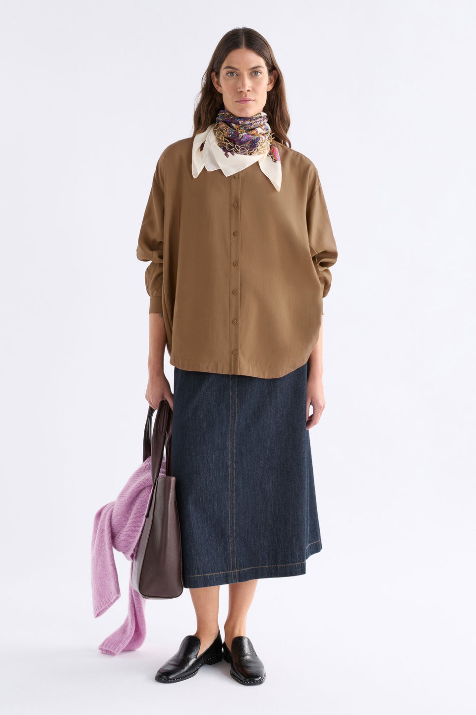 Ahren Shirt Dark Toffee Tops - ELK | DARK TOFFEE