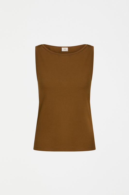 Eisa Boat Neck Organic Cotton Tank ELK | DARK TOFFEE