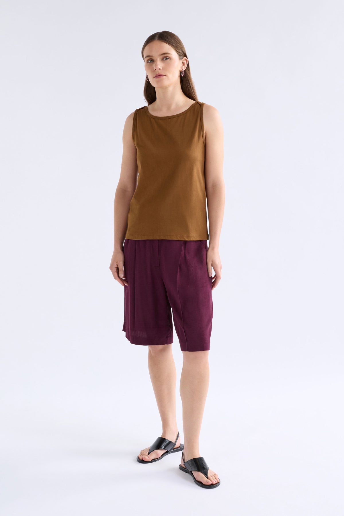 Eisa Boat Neck Organic Cotton Tank ELK | DARK TOFFEE
