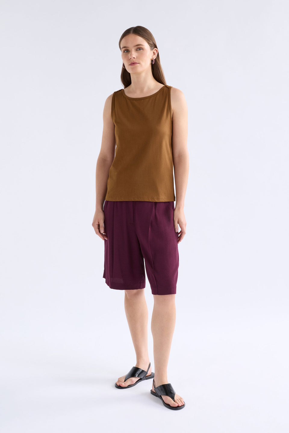 Eisa Boat Neck Organic Cotton Tank ELK | DARK TOFFEE