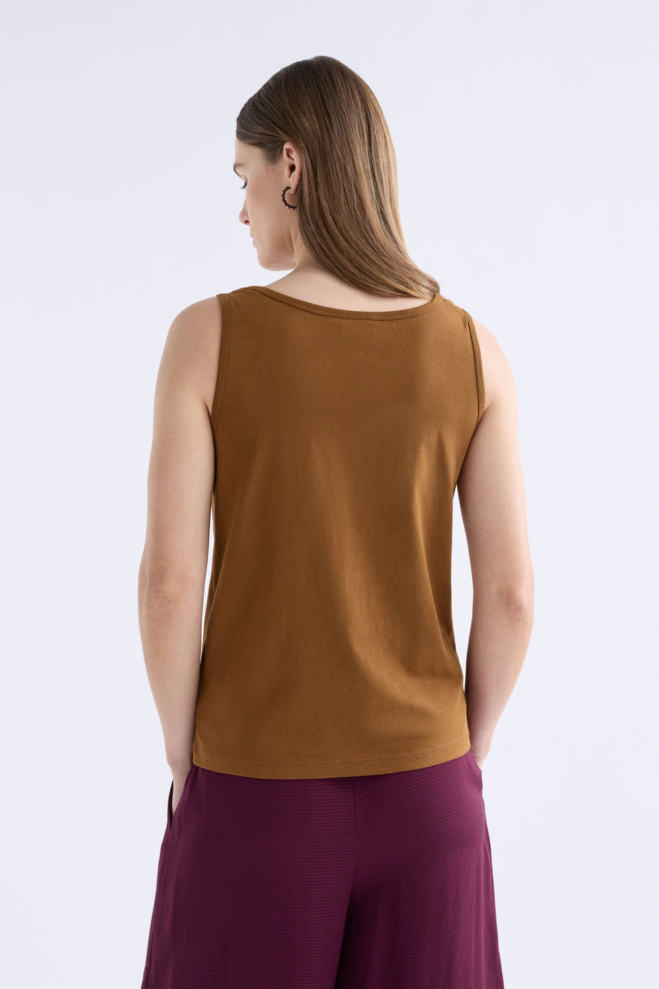 Eisa Boat Neck Organic Cotton Tank ELK | DARK TOFFEE