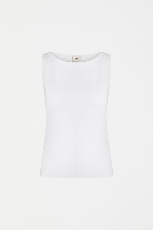 Eisa Boat Neck Organic Cotton Tank ELK | WHITE