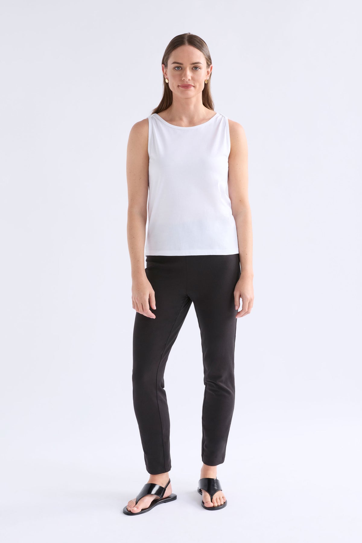 Eisa Boat Neck Organic Cotton Tank ELK | WHITE