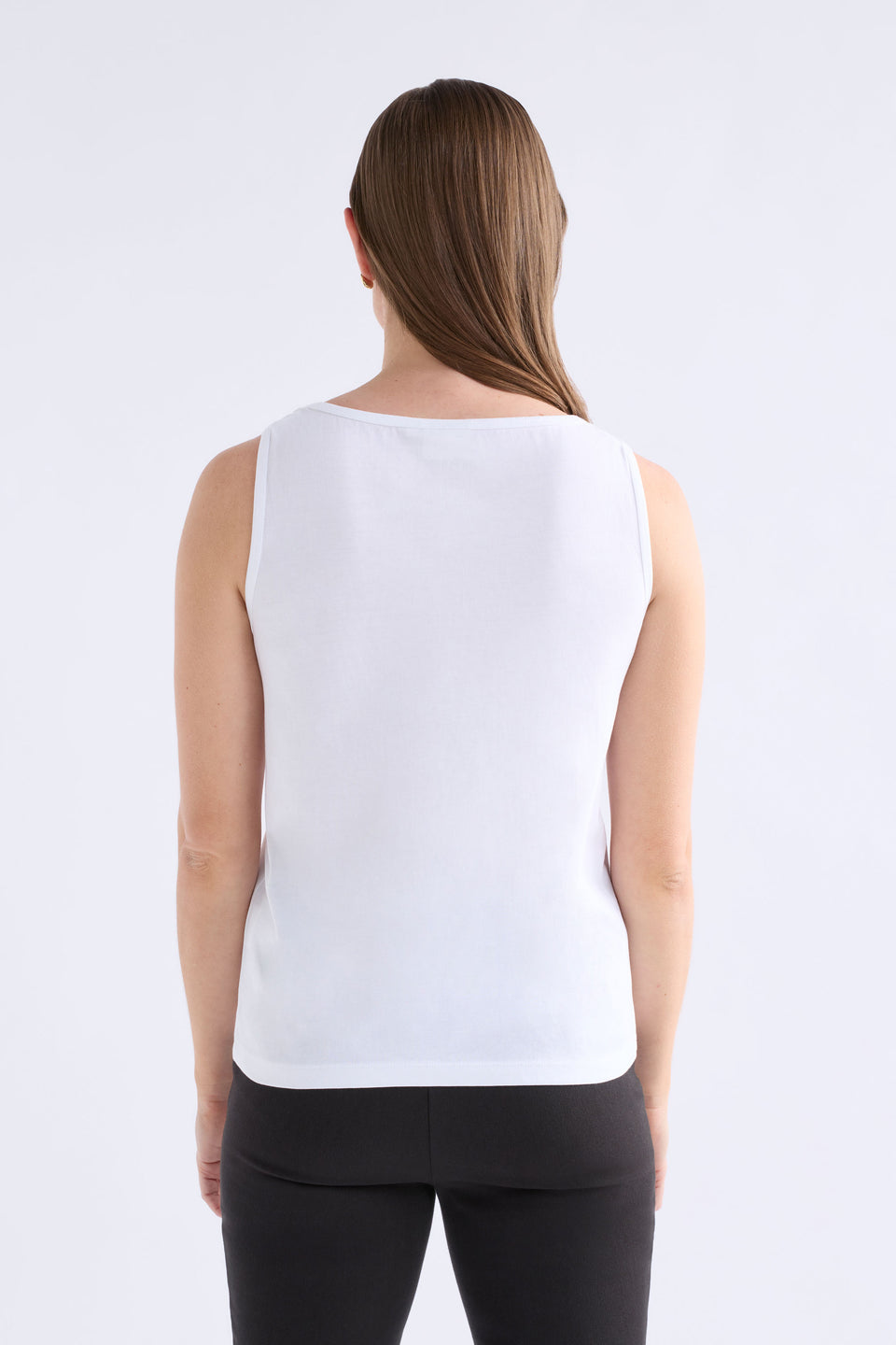 Eisa Boat Neck Organic Cotton Tank ELK | WHITE