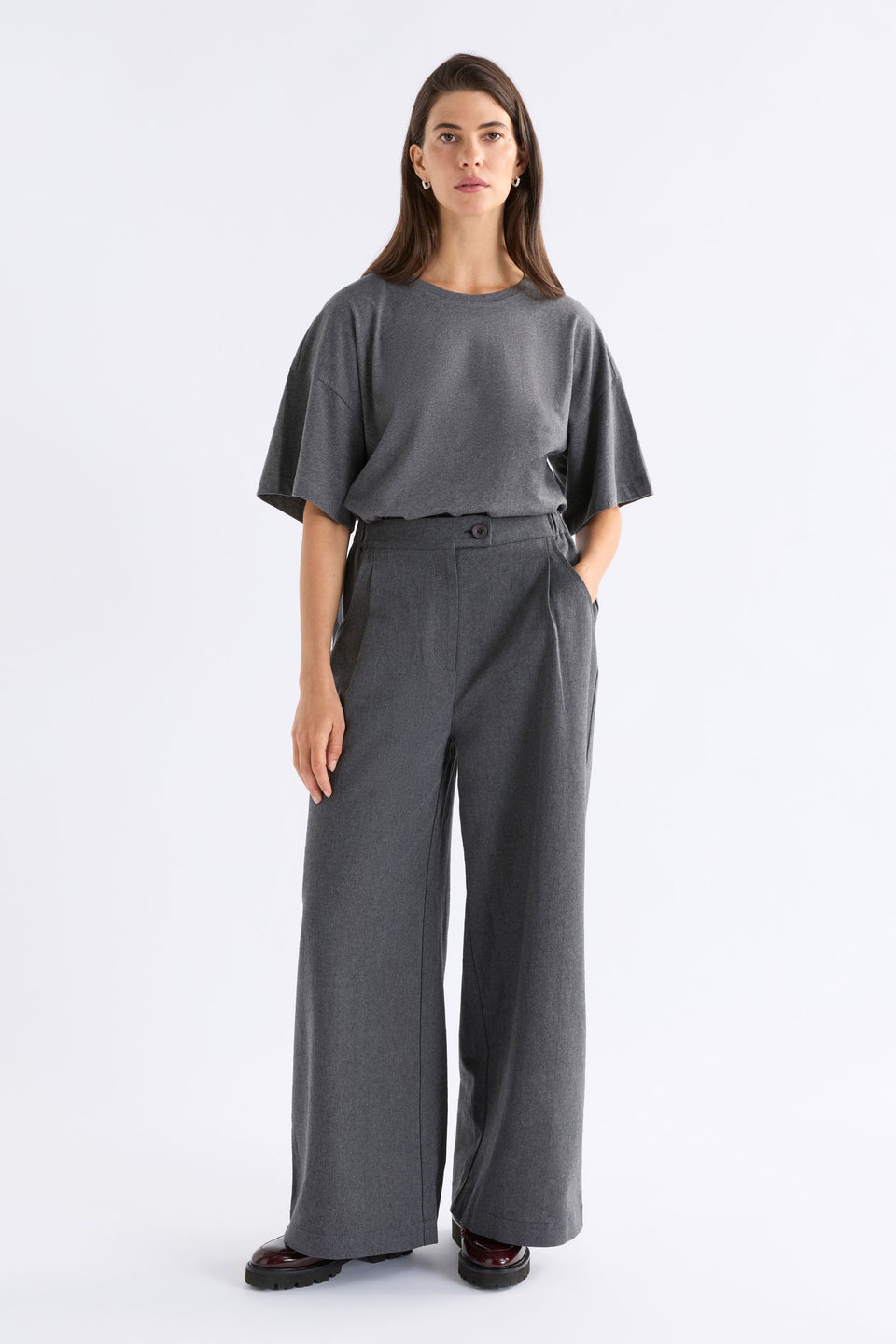 Unn Pant Pants & Jeans - ELK | DARK GREY MARLE