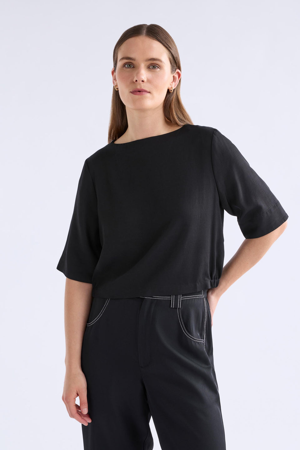 Kari Detail Top Black Tops - ELK | BLACK