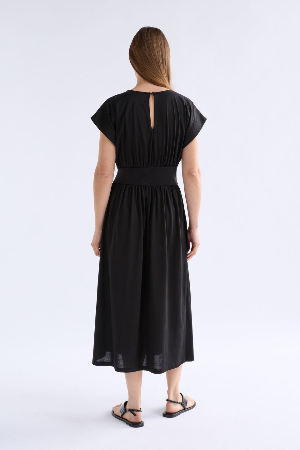 Alda Midi Waisted Jersey Dress ELK | BLACK
