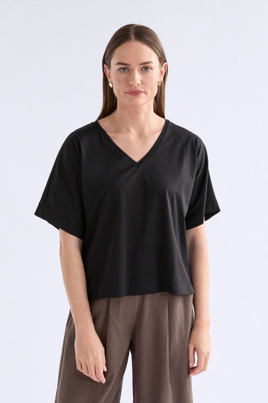 Alda V-Neck T-Shirt ELK | BLACK