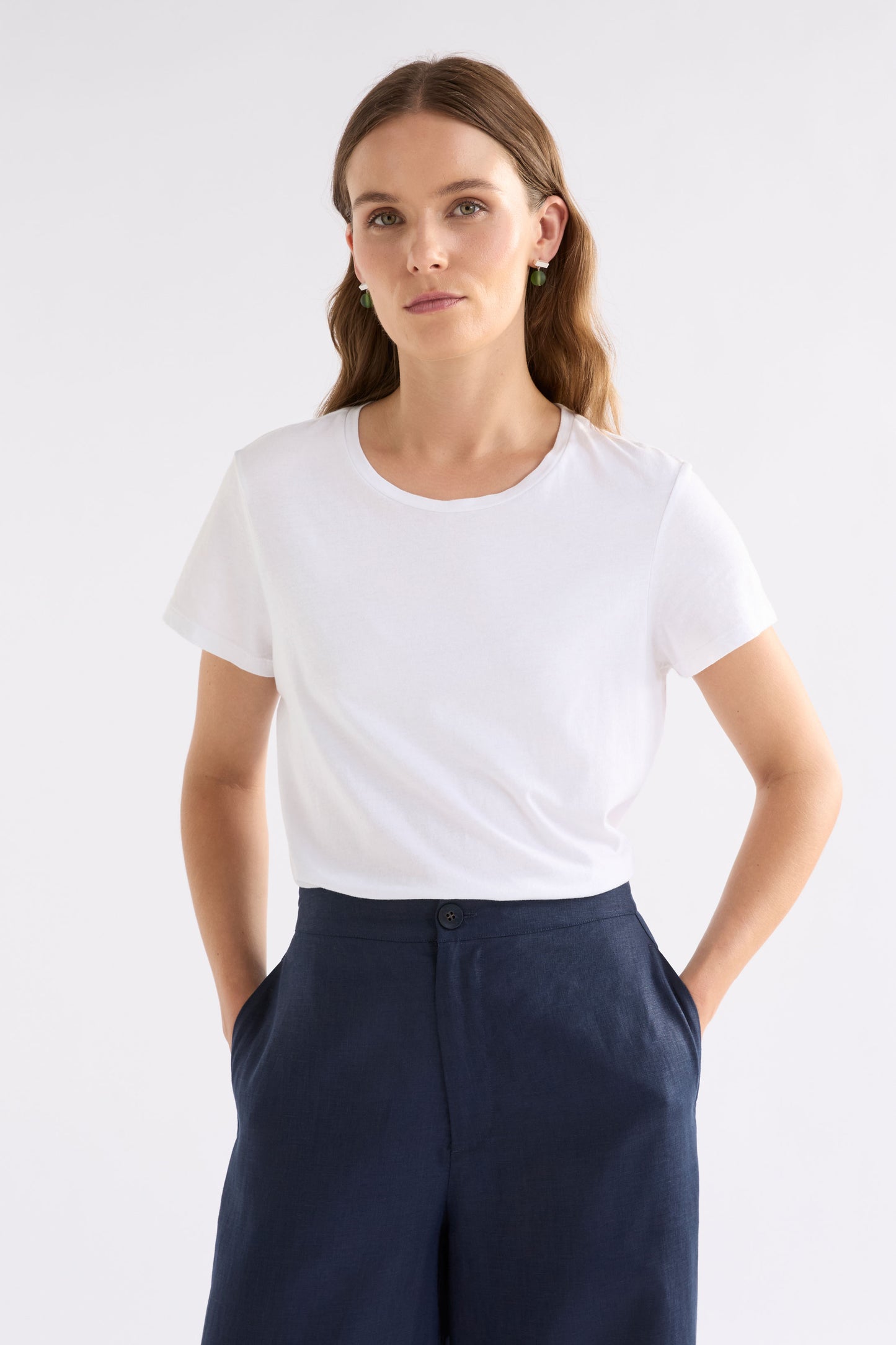 Henning Organic Cotton Tee Model Front | WHITE