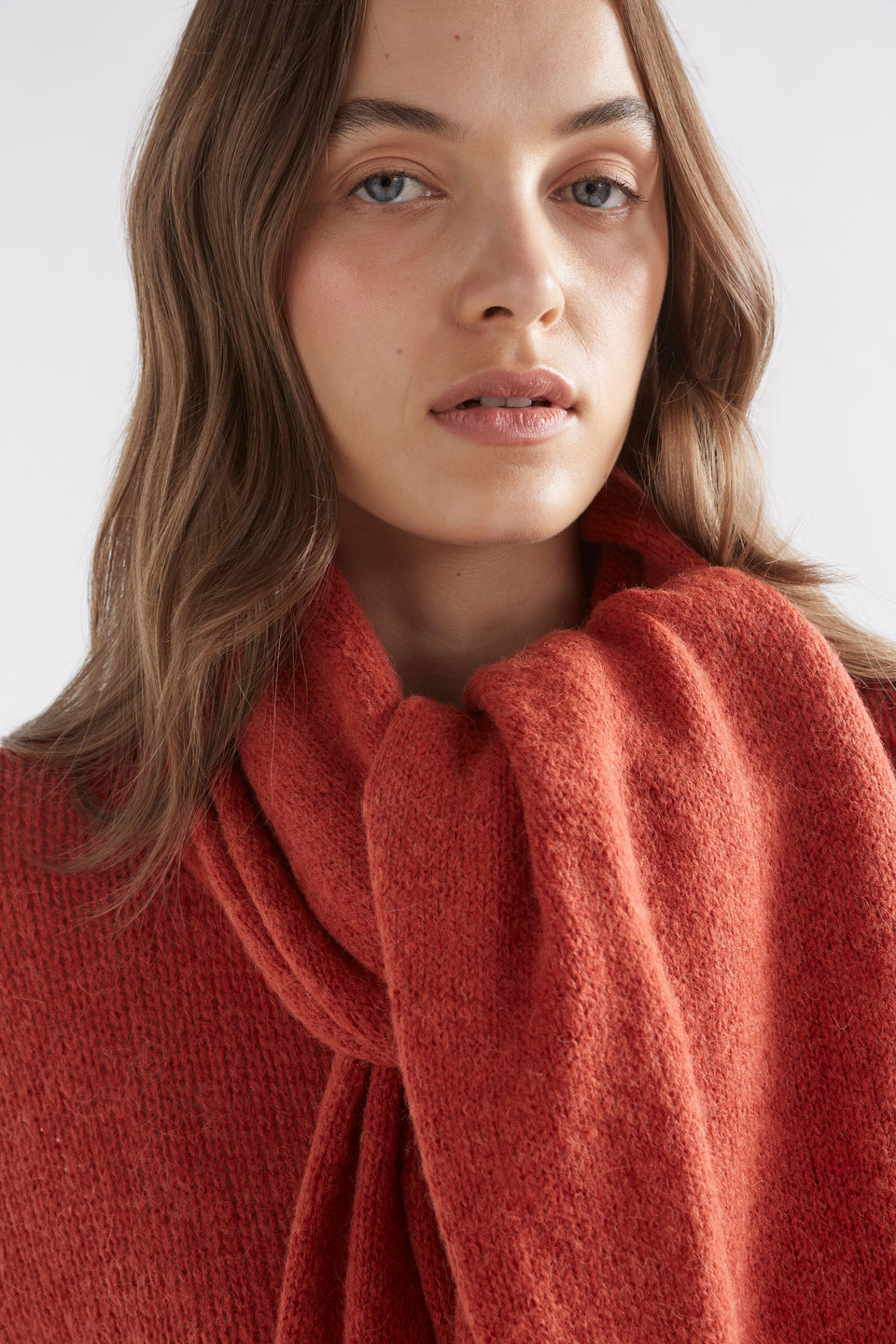 Agna Alpaca Merino Wool Scarf Model Close Up | SANGRIA