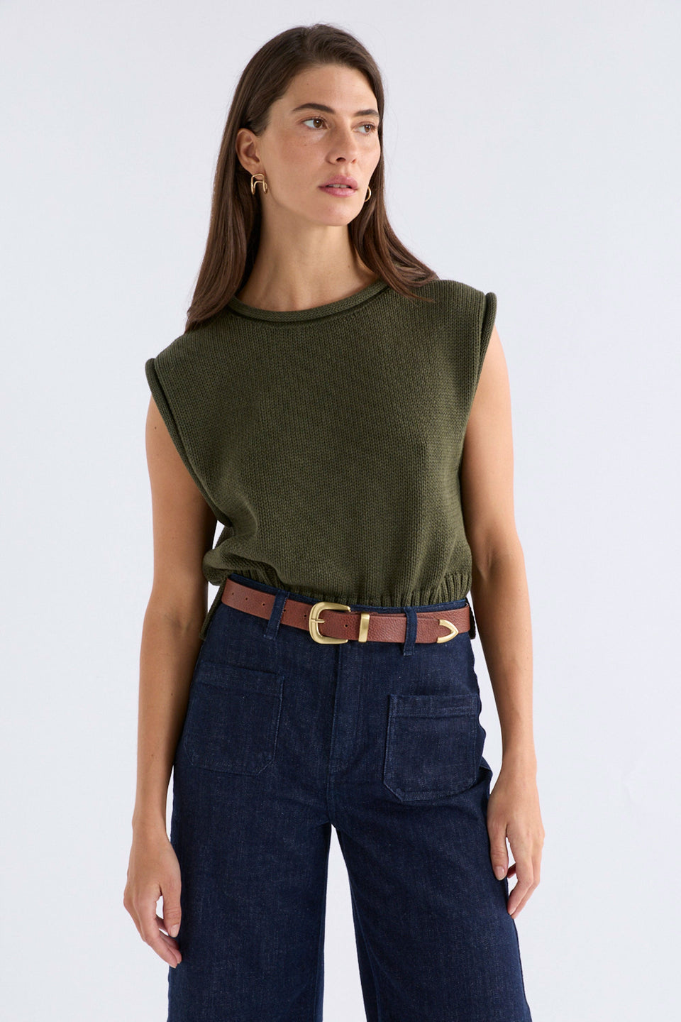 Lumme Western Inspired Leather Belt with Brushed Metal Hardware | SIENNA