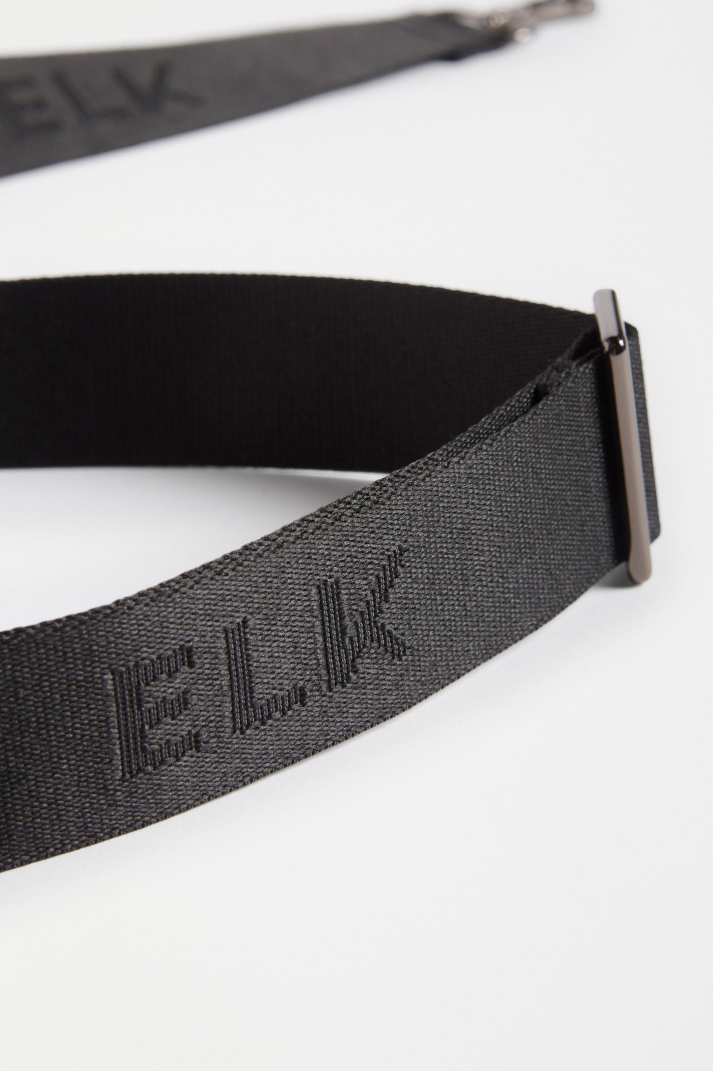 ELK Logo Recycled Polyester Webbing Strap Detail | BLACK