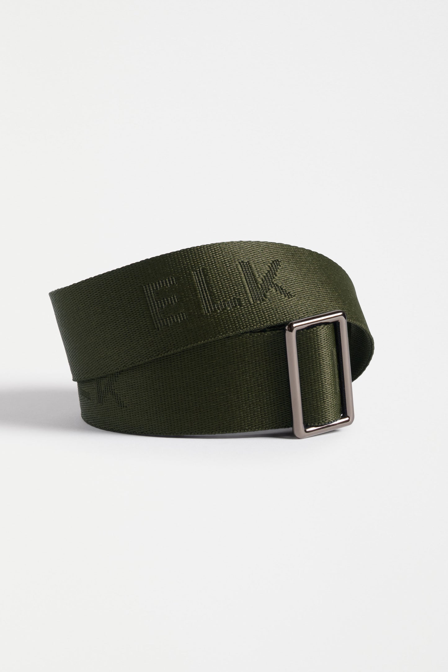 ELK Logo Recycled Polyester Webbing Strap close | OLIVE