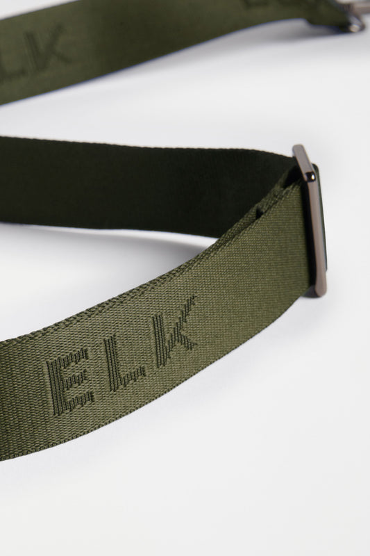 ELK Logo Recycled Polyester Webbing Strap detail | OLIVE