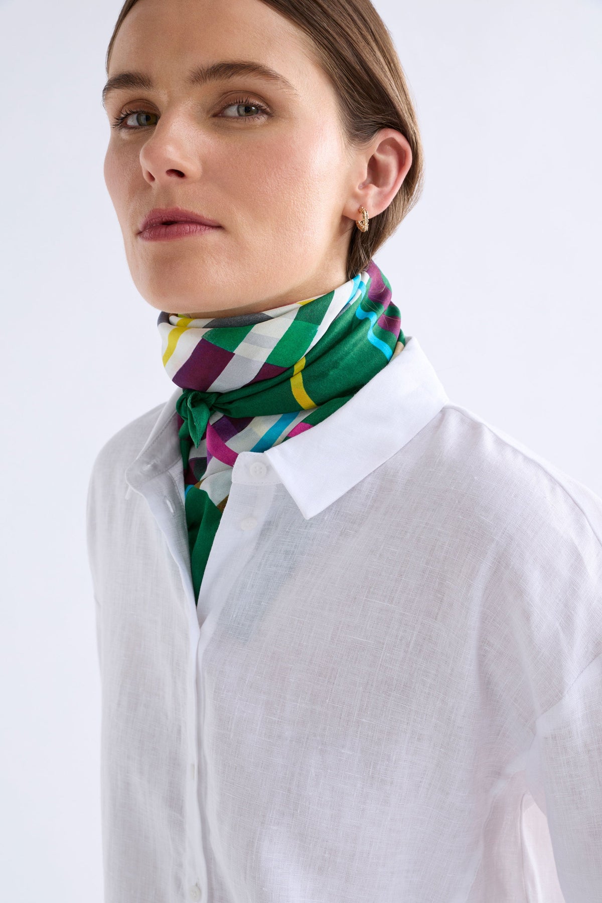 Ulti Multi Coloured Grid Print 100% Silk Scarf | ULTI PRINT